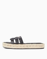 Tommy Hilfiger Authentic Flat Leather Espadrille Kadın Sandalet Black