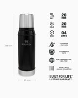 Stanley Efsane Klasik Seri-0.75 Litre Vakumlu Çelik Termos Matte Black