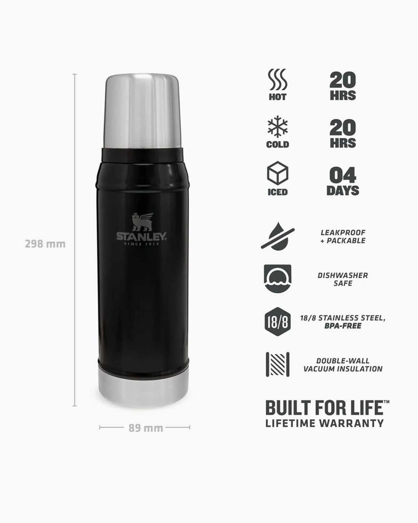 Stanley Efsane Klasik Seri-0.75 Litre Vakumlu Çelik Termos Matte Black