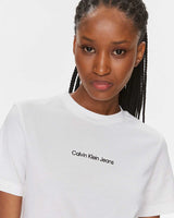 Calvin Klein Straight Bisiklet Yaka Tshirt Bright White