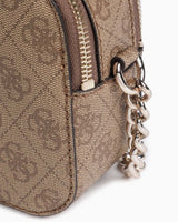 Guess Noreen Mini Sling Zincir Detaylı Çapraz Askılı Çanta Latte Logo / Brown