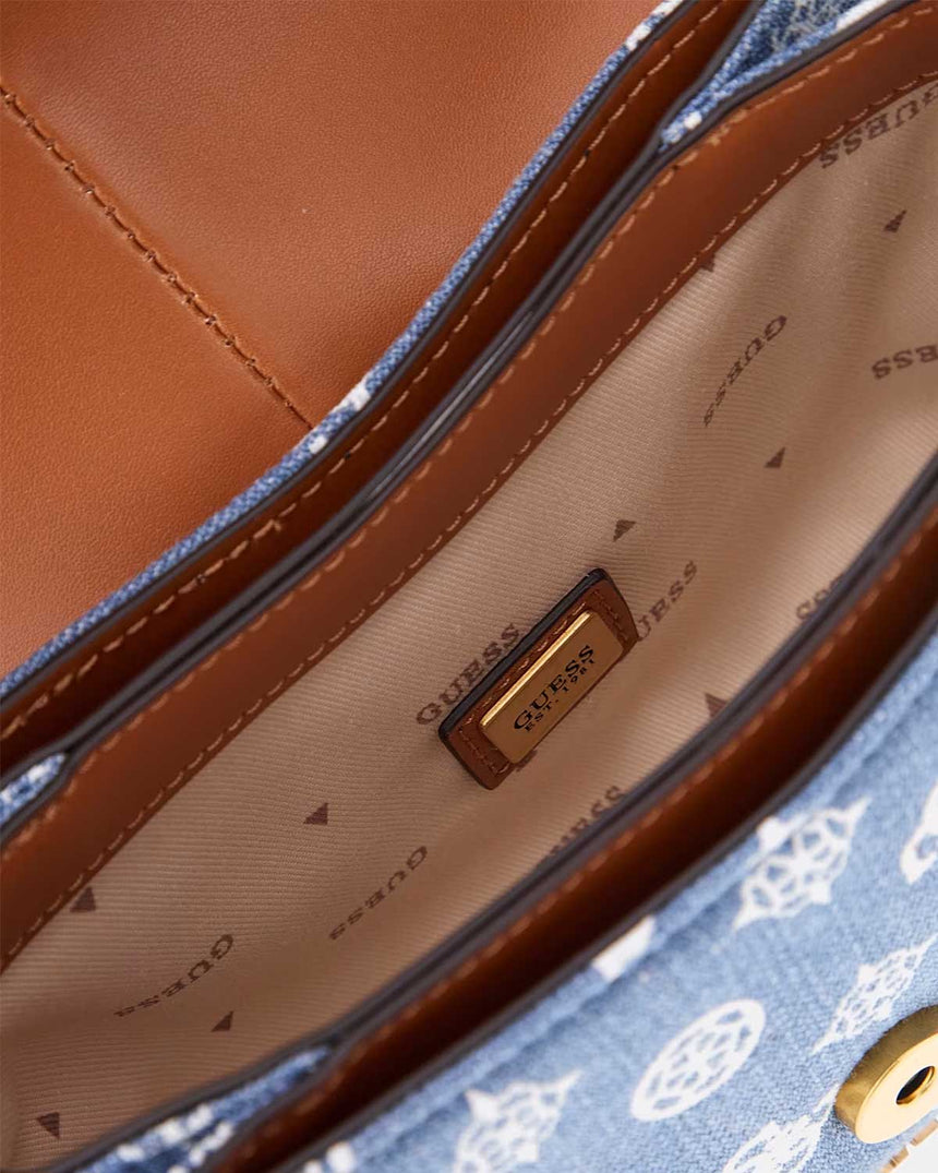 Guess Kuba Top Zincirli Omuz Çantası Denim Logo