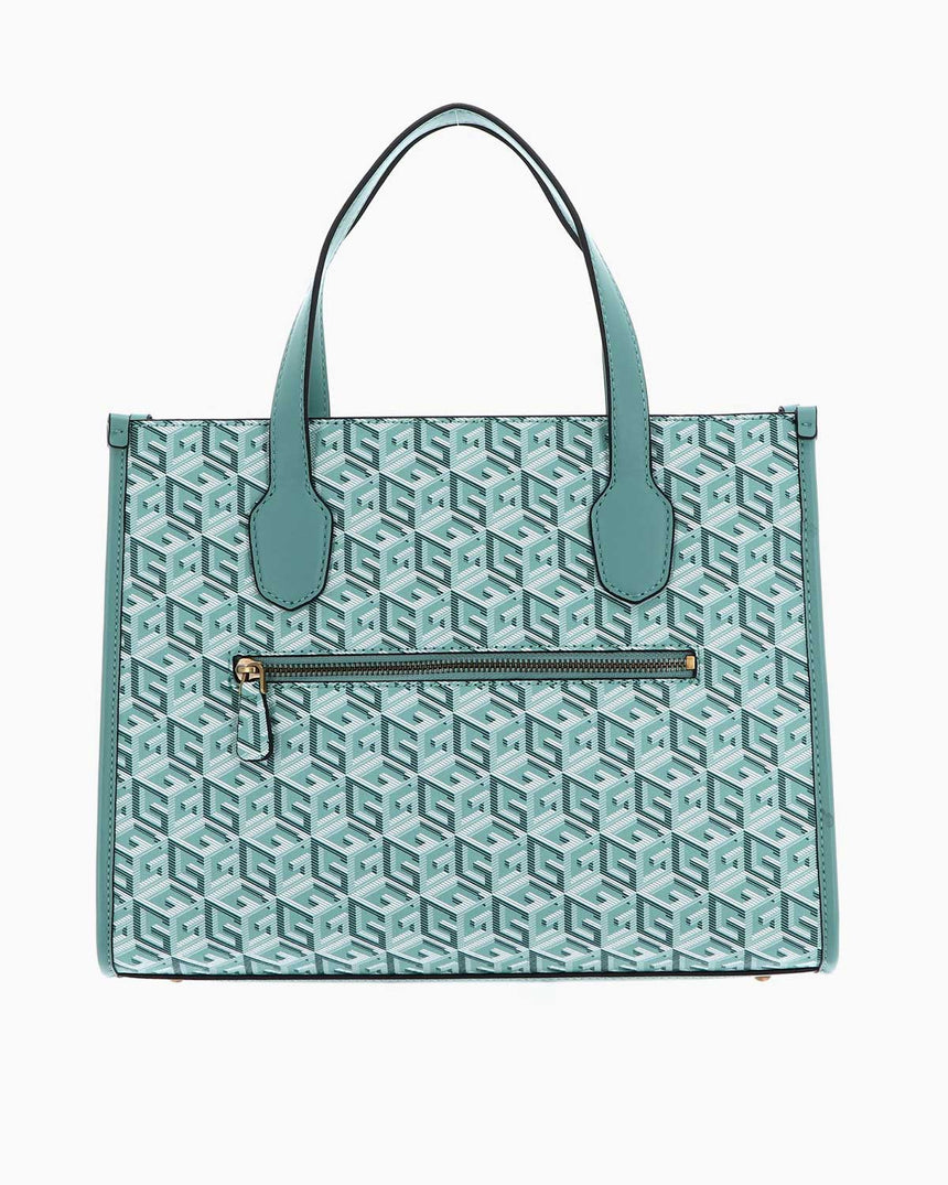 Guess Silvana 2 Compartmen El Çantası Turquoise Logo