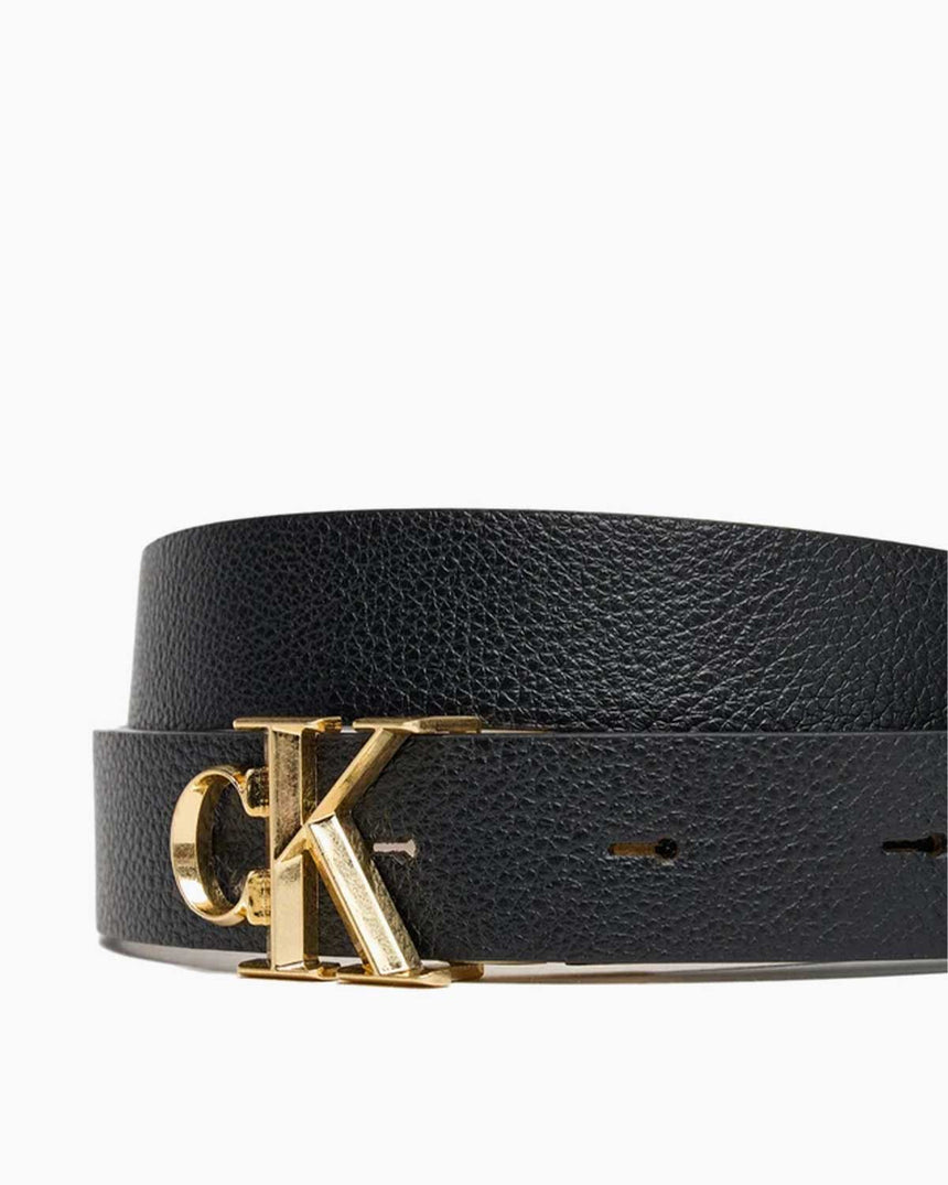 Calvin Klein Facet 25 mm Kadın Kemer BLACK / CHATEAU ANTIQUE LIGHT GOLD