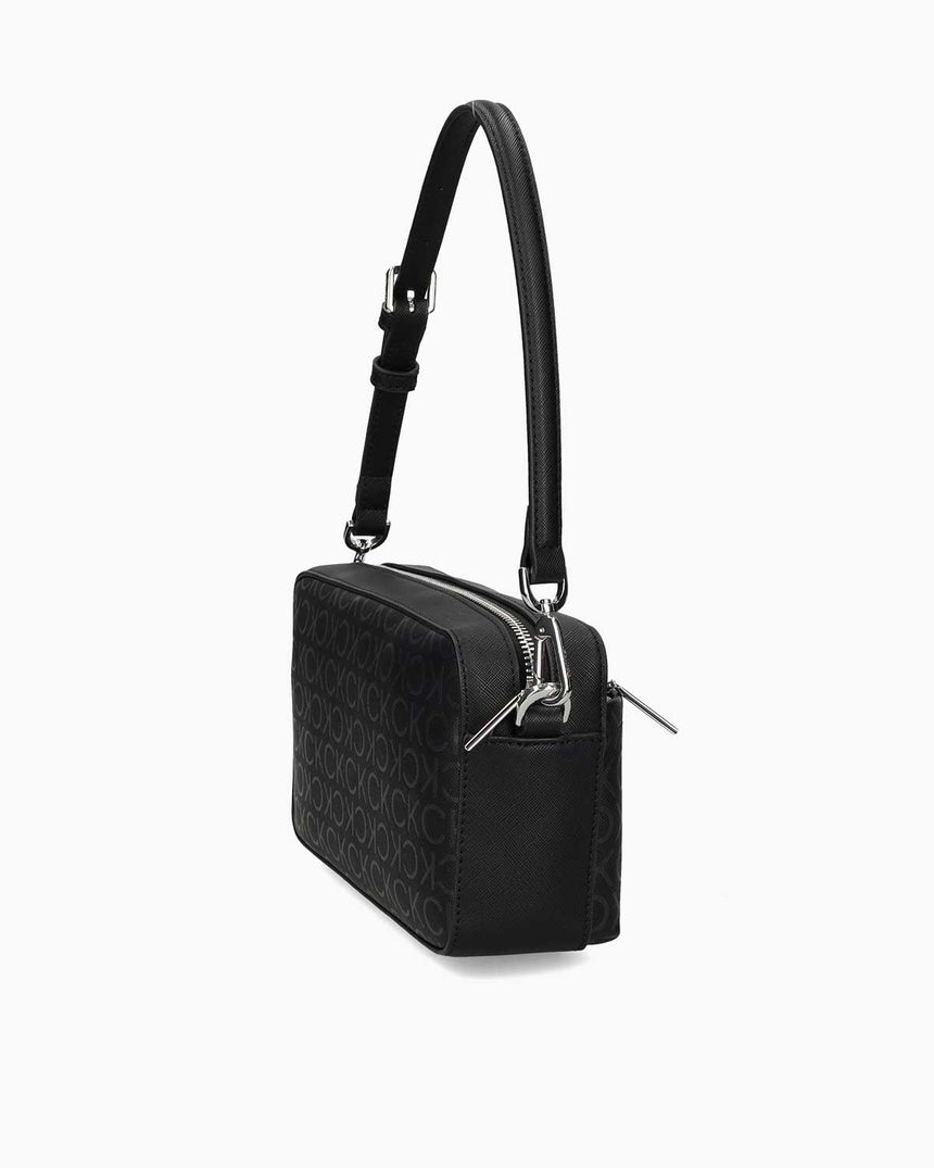 Calvin Klein Must Convertible Monogram Omuz Çantası Black Monogram Pu