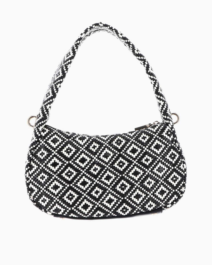 Guess Rianee Hobo Desenli Omuz Çantası Black