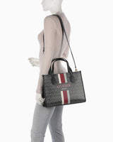 Guess Silvana 2 Compartmen El Çantası Charcoal Logo