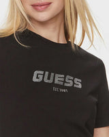 Guess Eleanora Logo Baskılı Tshirt Jet Black A996