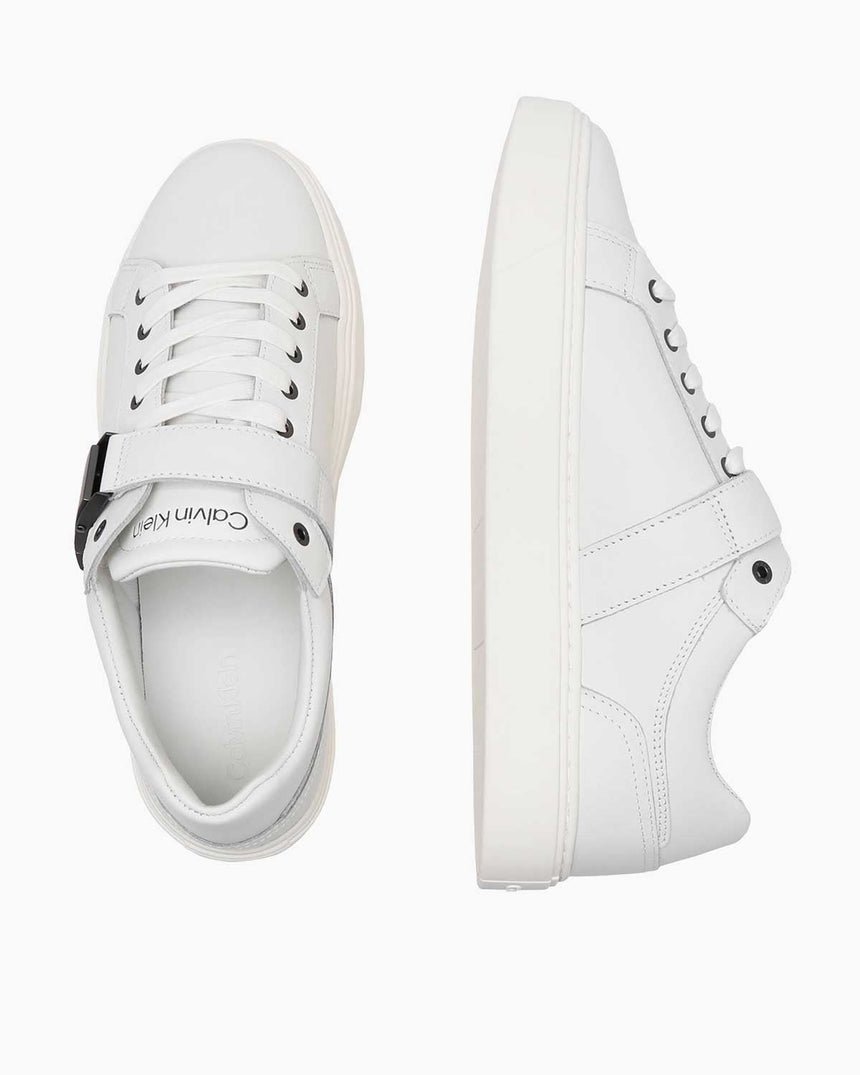 Calvin Klein Low Top Lace Up W/ Iconic Plaque Erkek Sneaker Triple White