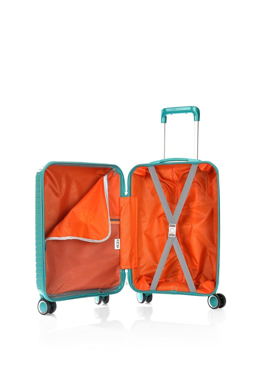 ÇÇS Diagonol Çizgili 65 cm Orta Boy Valiz Turkuaz