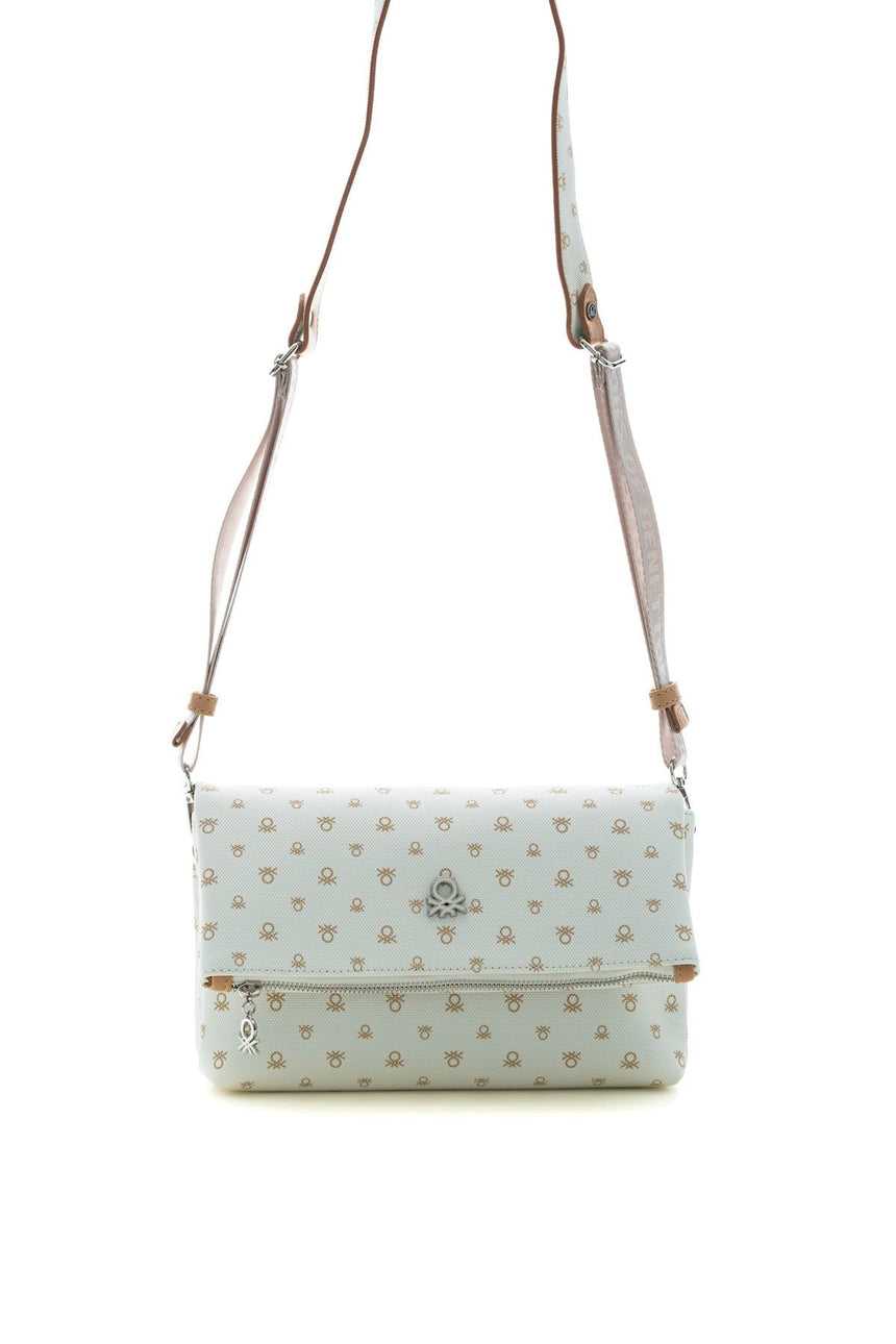 Benetton Logo Baskılı Çapraz Askılı Kadın Çantası Bej - Açık Camel