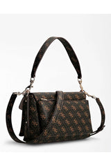 Guess Eco Brenton Flap Shoulder Bag Kadın Çapraz Askılı Çanta Brown Logo