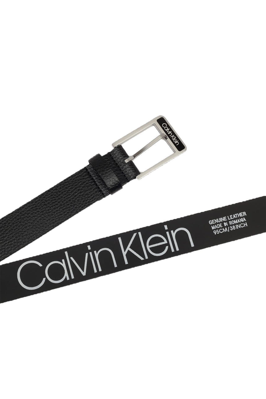 Calvin Klein 95cm 38 Inch Enamel Buckle Pebble Erkek Kemer Black