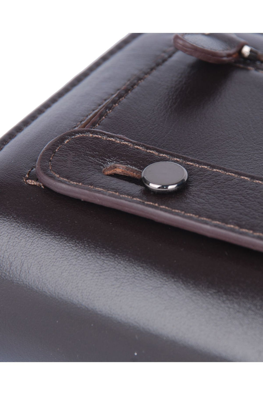 Grande Çok Gözlü Büyük Boy Kadın El Portföyü Kahve