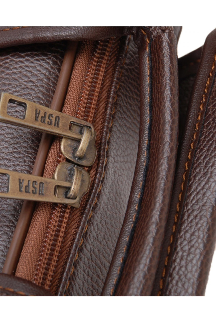 Us Polo Assn Bronz Armalı Çapraz Askılı Çanta Kahve