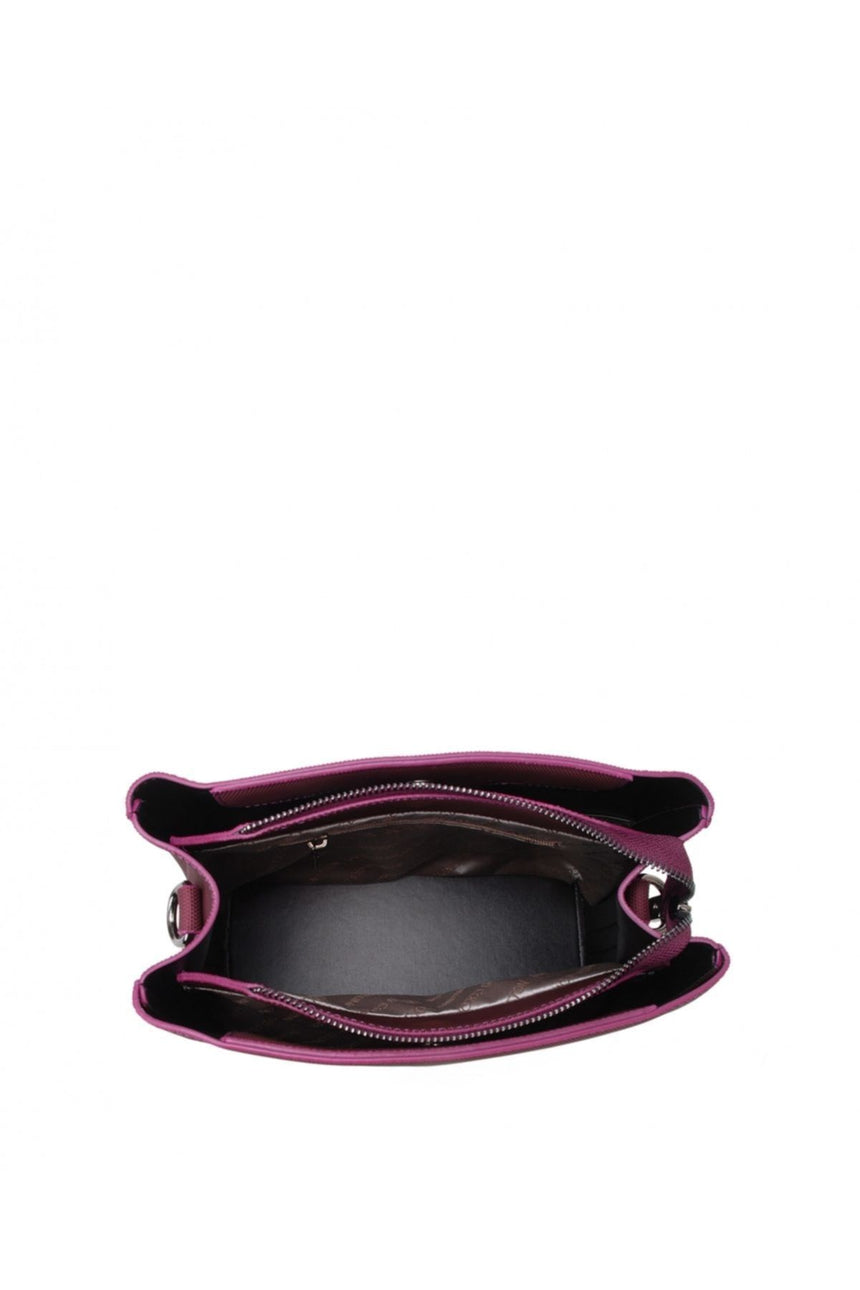 Benetton Üç Bölmeli Çapraz Askılı Kadın Çantası Mürdüm