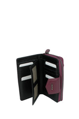 Grande 2 Küçük - 1 Büyük Şeffaf Bölmeli Kadın El Portföyü Mürdüm