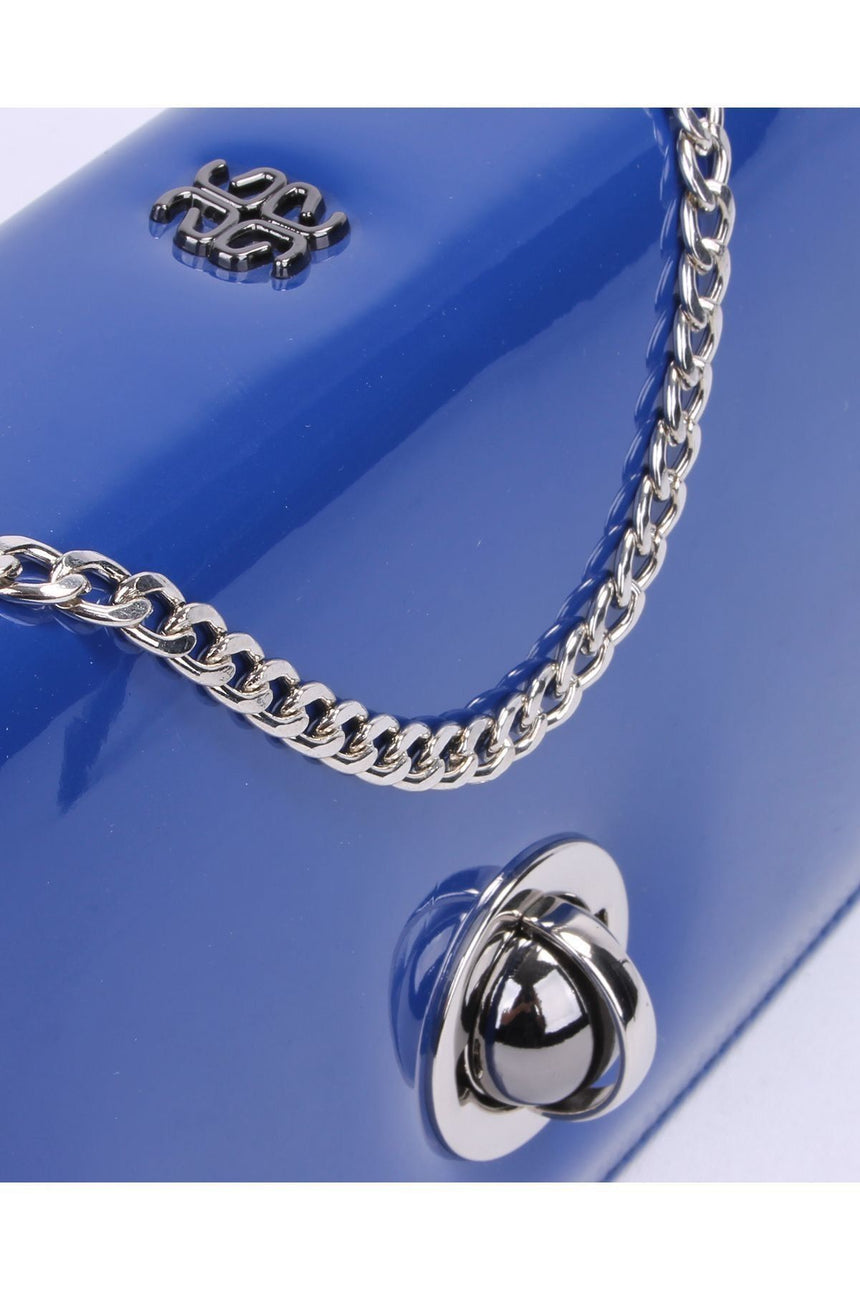 Günlük Zincirli Çapraz Kadın Çantası Lacivert  Rugan