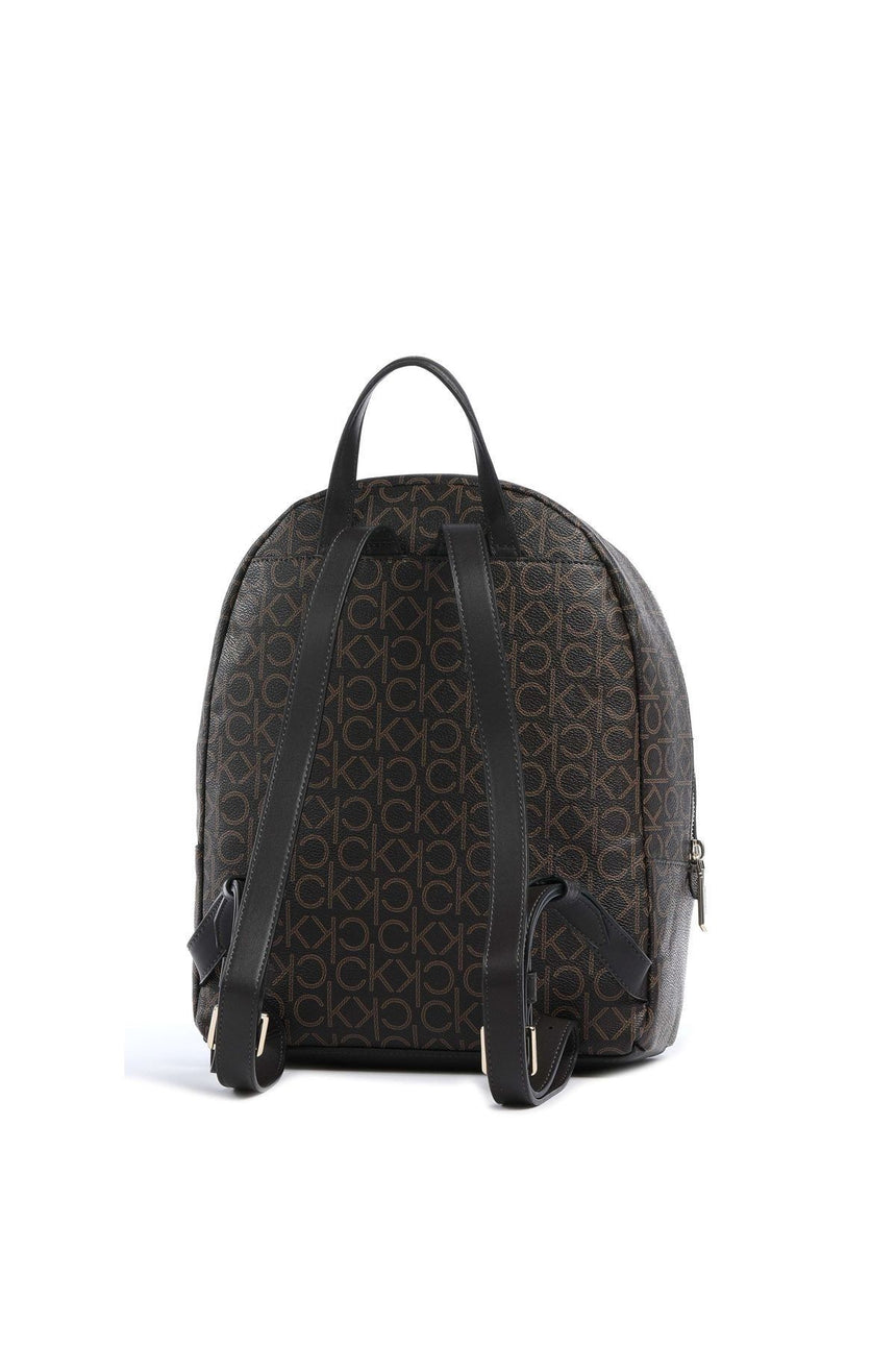 Calvin Klein Ck Monogram Baskılı Fermuarlı Kadın Sırt Çantası Brown Mono