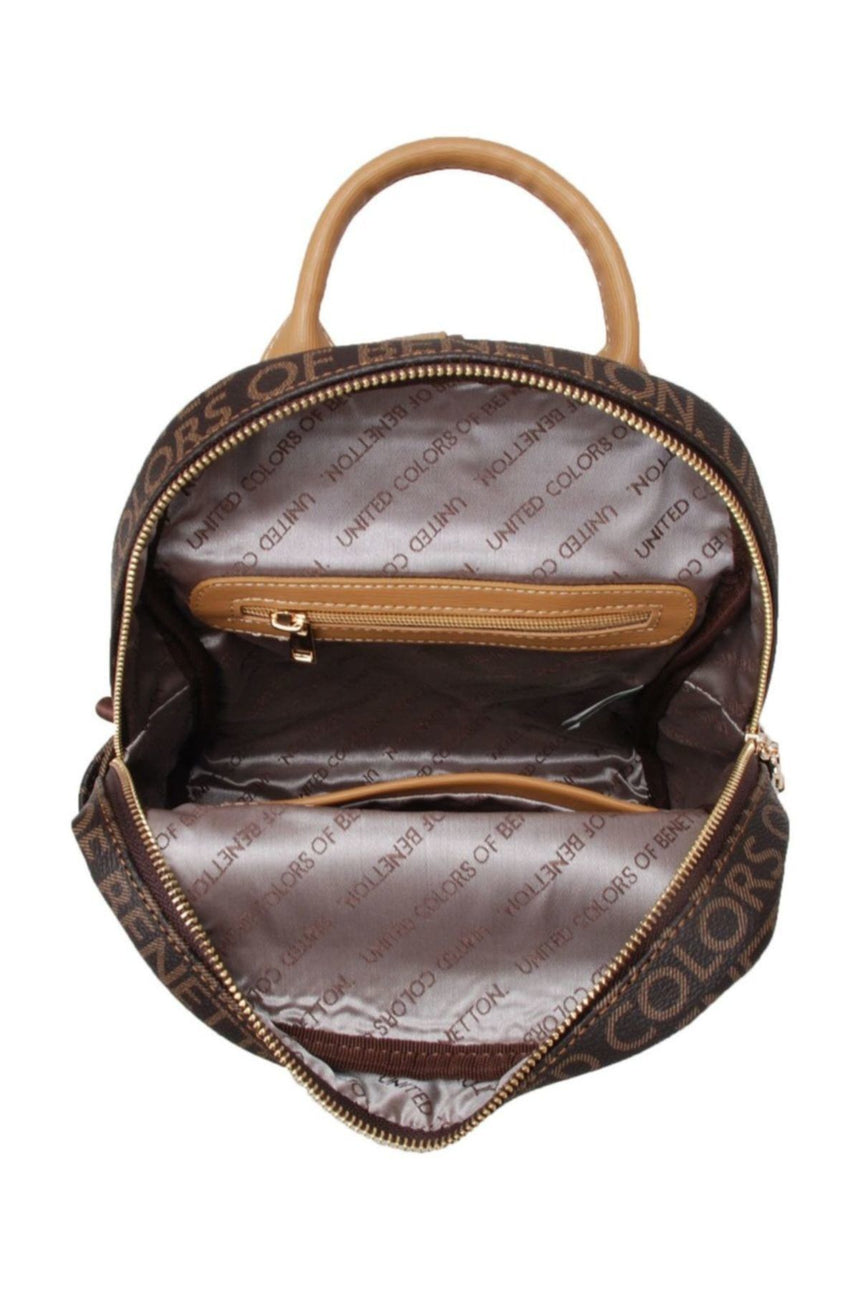 Benetton Ön Bölmeli Kadın Sırt Çantası Kahve - Hardal