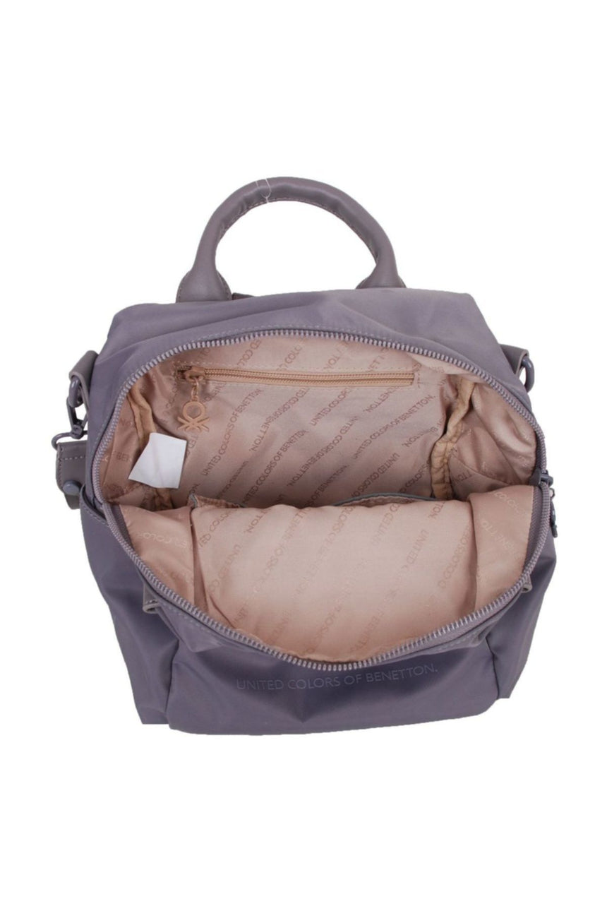 Benetton Logo Detaylı Kadın Sırt Ve Kol Çantası Koyu Gri