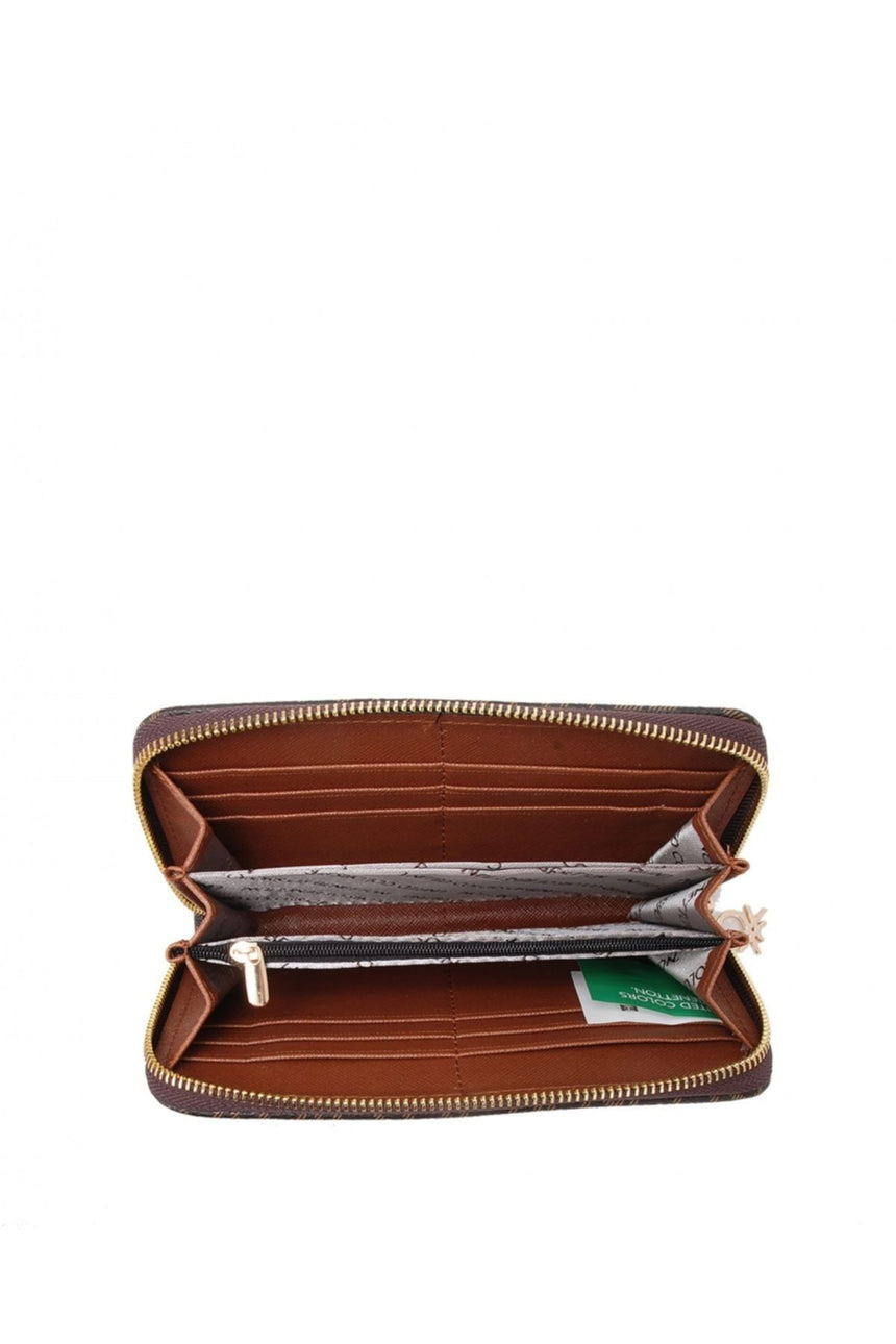 Benetton Logo Baskılı Large Kadın Cüzdanı Kahve - Taba