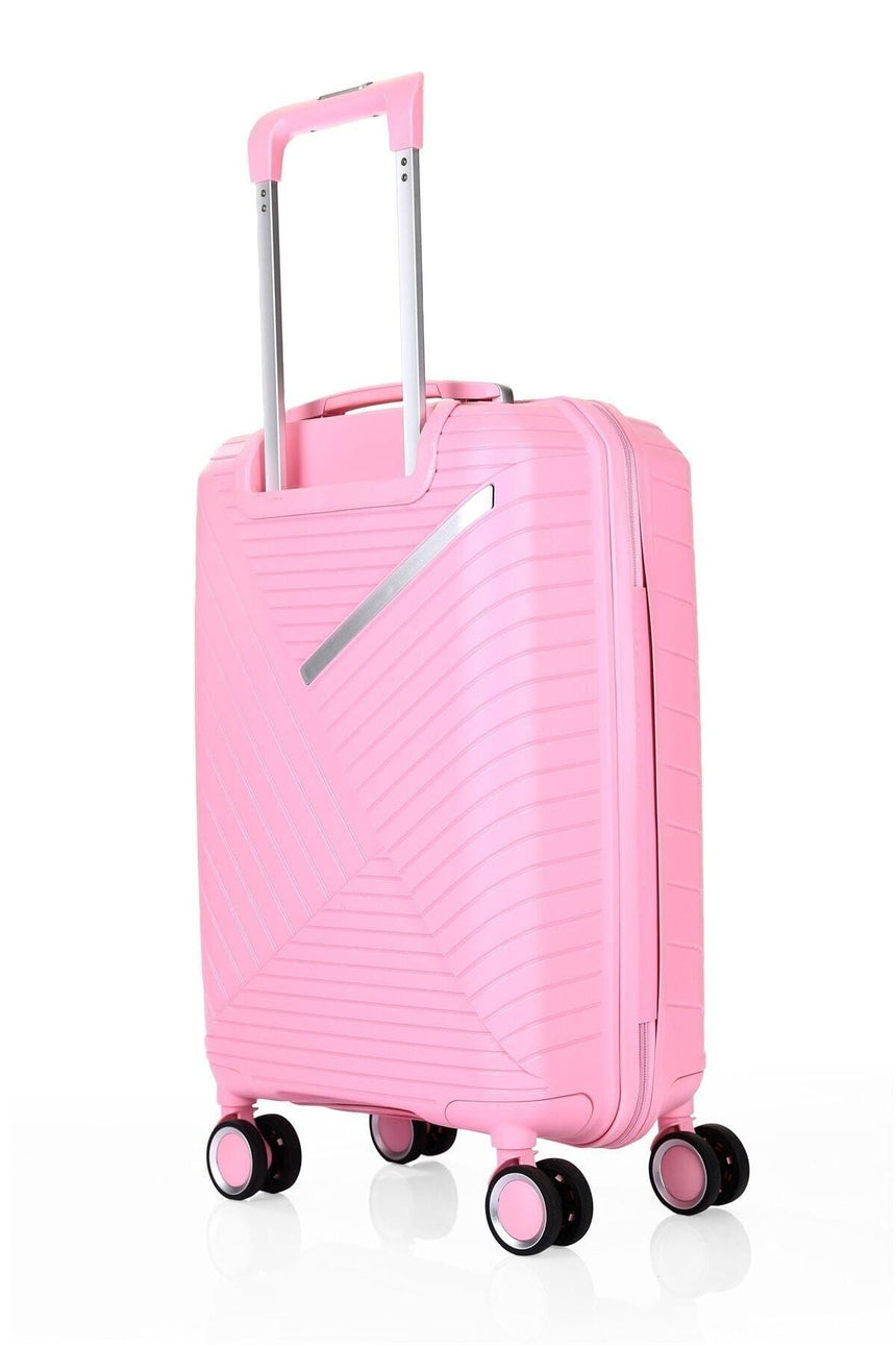 ÇÇS Diagonol Çizgili 75 cm Büyük Boy Valiz Pembe