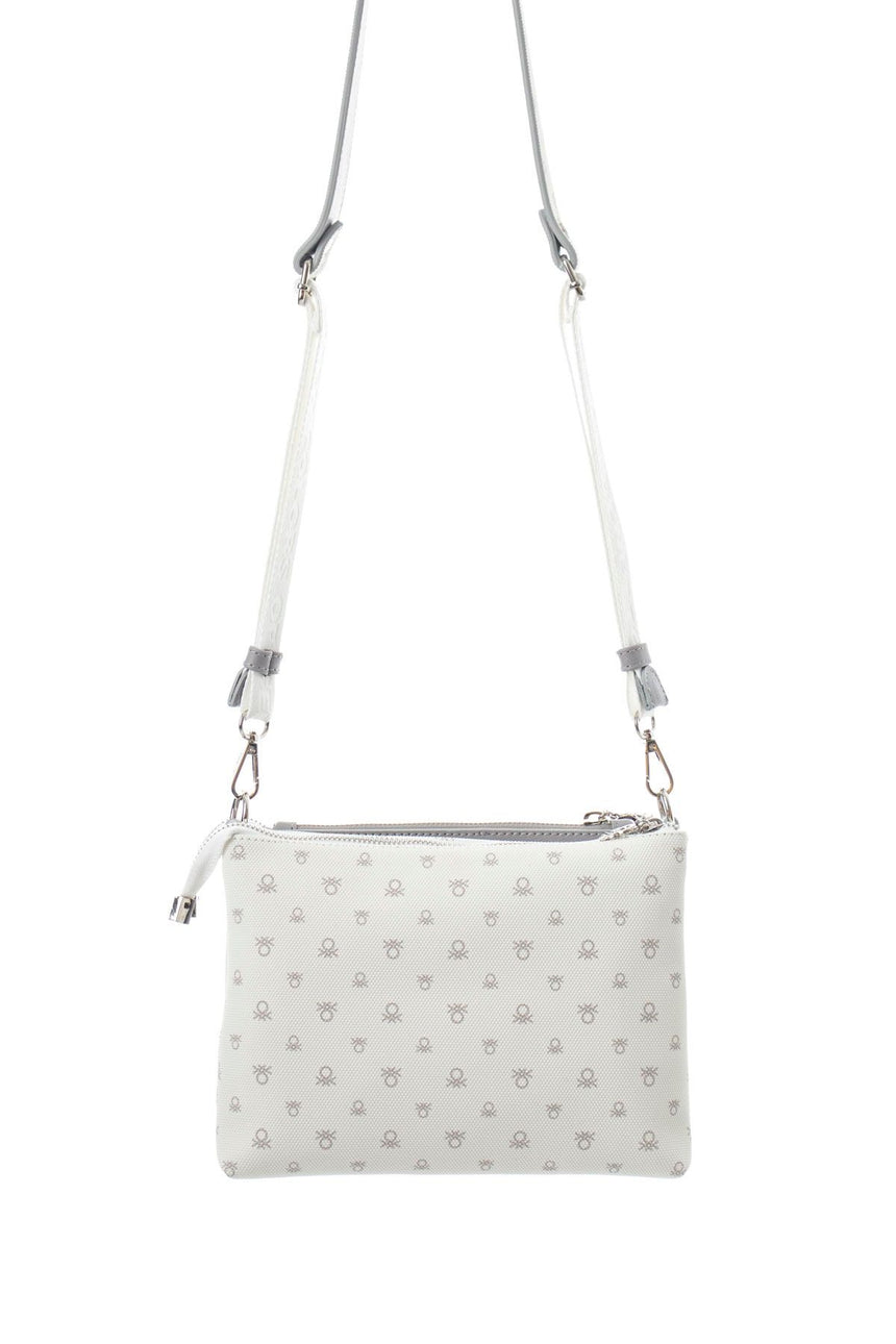 Benetton Mini Logo Baskılı Çapraz Askılı Kadın Çantası Beyaz - Gri