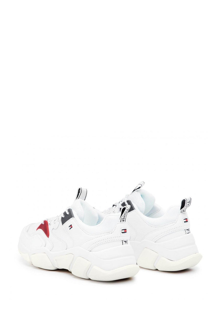 Tommy Hilfiger Wmn Chunky Mixed Textile Trainer Kadın Ayakkabı White Mixed