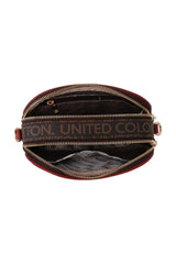 Benetton İki Bölmeli Mono Çapraz Askılı Kadın Çantası Kahve - Bordo