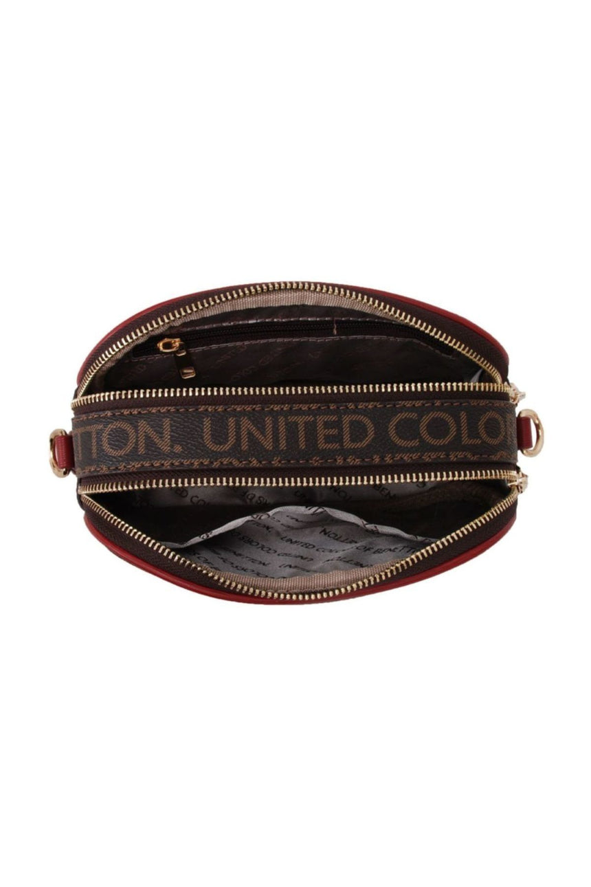 Benetton İki Bölmeli Mono Çapraz Askılı Kadın Çantası Kahve - Bordo