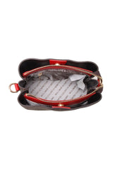 Benetton Çıt Çıtlı Monogram Çapraz Askılı Kadın Çantası Kahve - Kırmızı