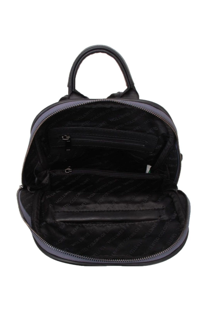 Benetton Ön Fermuar Detaylı Kadın Sırt Çantası Platin - Siyah