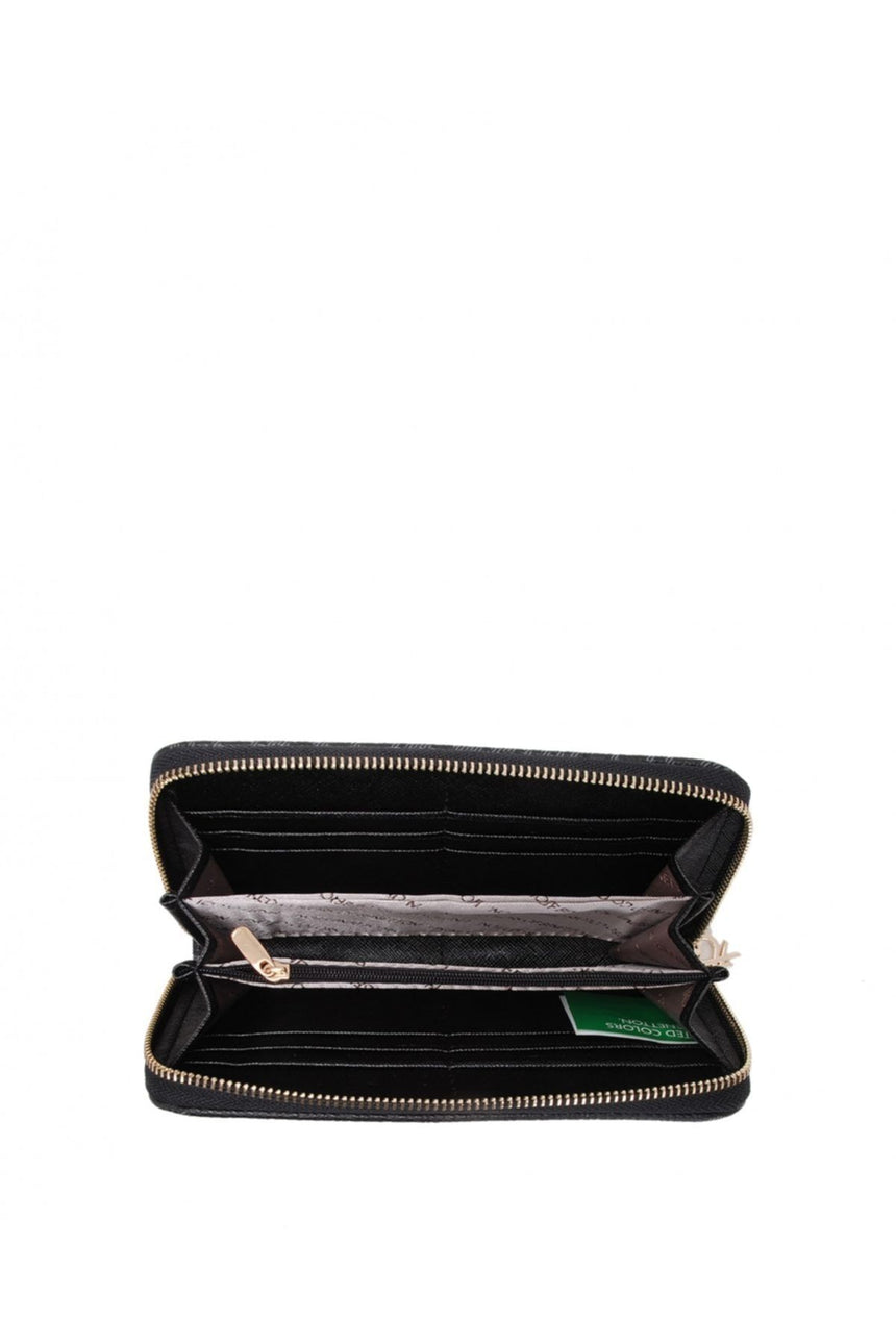 Benetton Logo Baskılı Large Kadın Cüzdanı Siyah