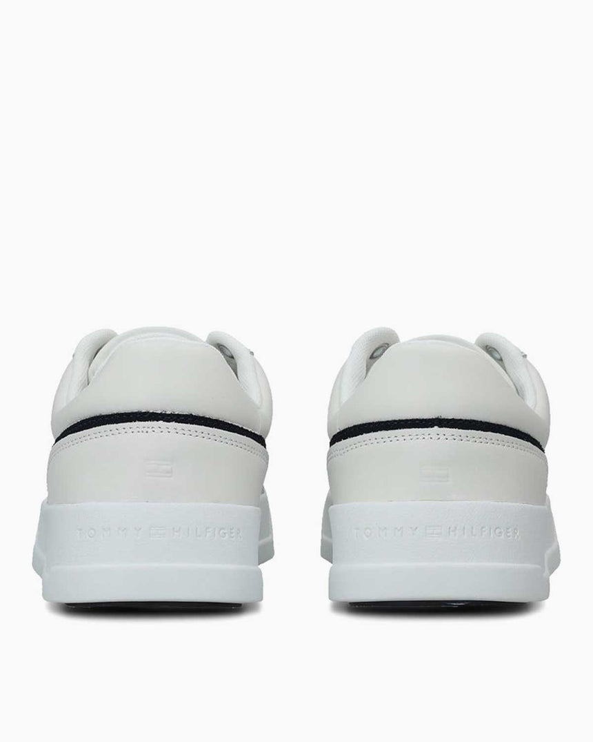 Tommy Hilfiger Kort Sanatsal Deri Erkek Sneaker Ecru/Desertsky
