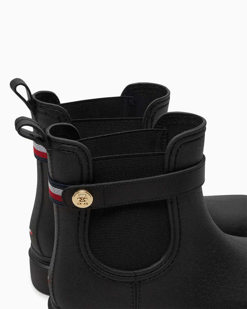 Tommy Hilfiger Stud Rubberised Nautical Rainboot Black