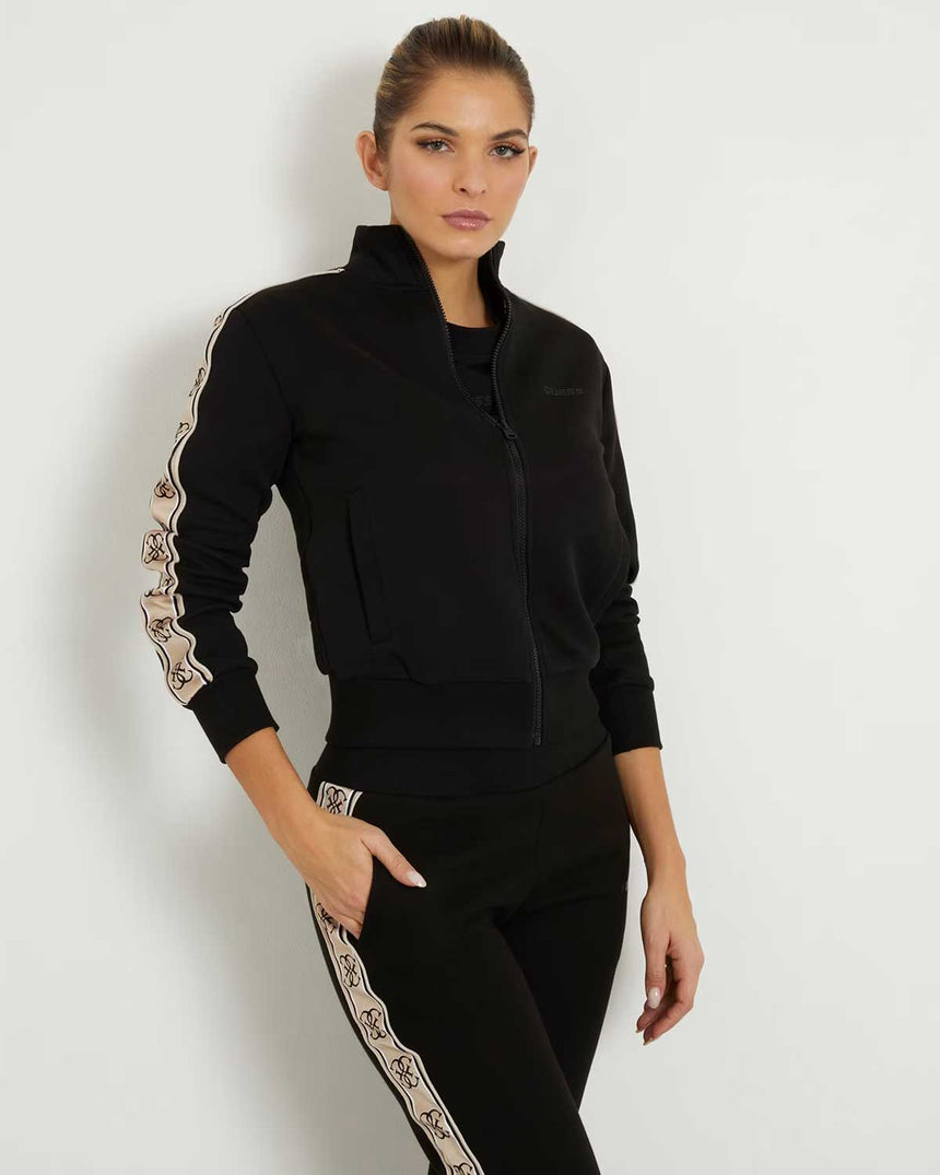 Guess Britney Logo Şeritli Fermuarlı Sweatshirt