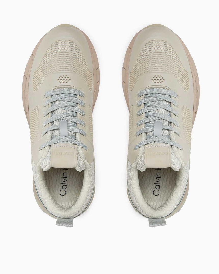 Calvin Klein Lace Up Runner - Caged Kadın Sneaker Dk Ecru/Pearl Grey