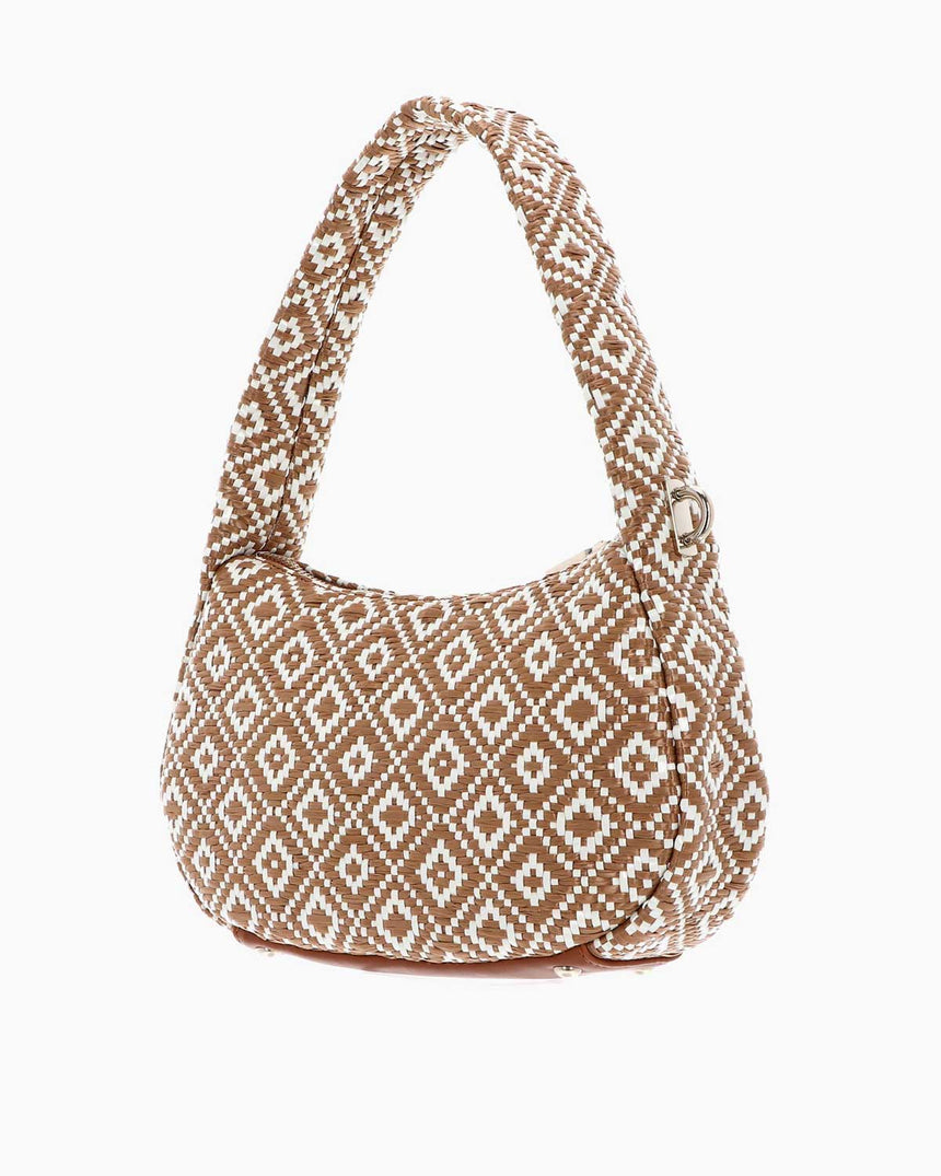 Guess Rianee Hobo Desenli Omuz Çantası Cognac