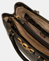 Guess Monogram Desenli El Çantası Mocha Logo