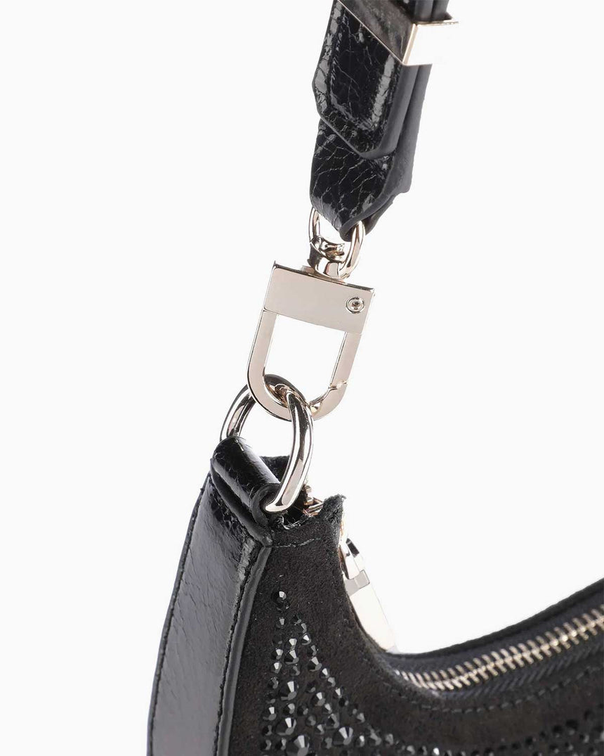 Guess Lua Small Taşlı Omuz Çantası Black