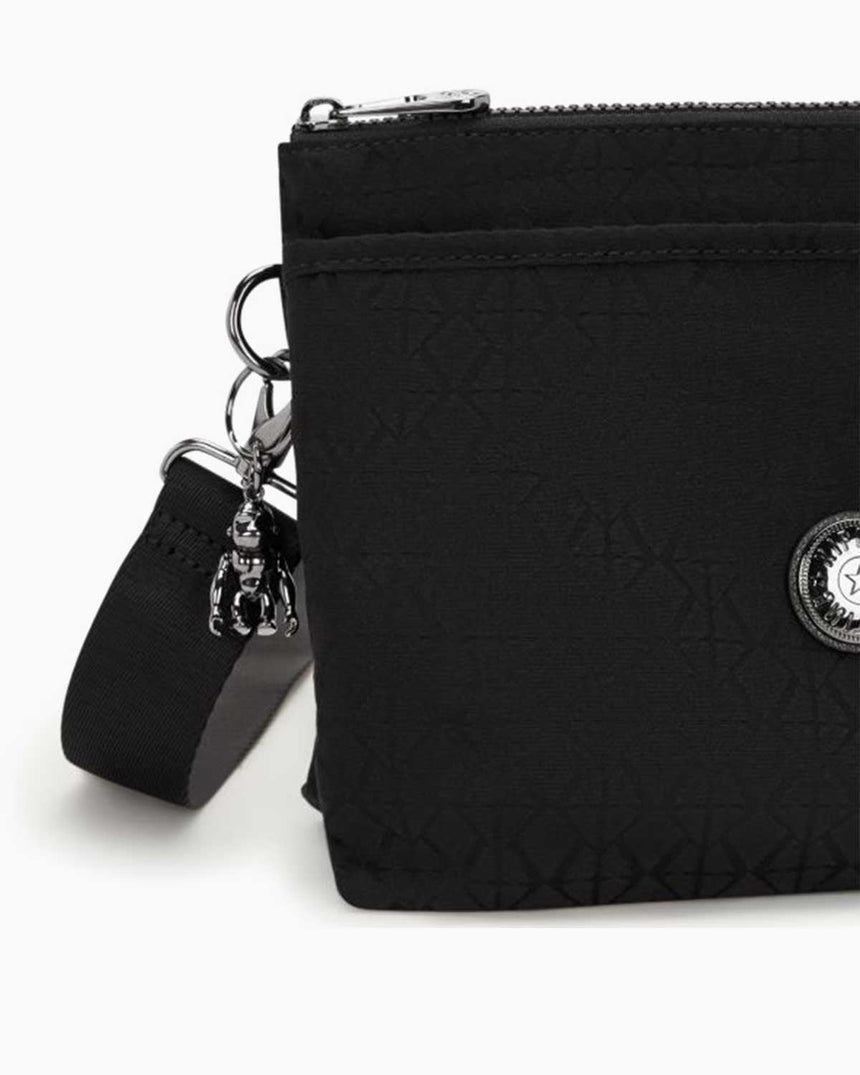 Kipling Riri  L Elevated Jacquard Kadın Omuz Çantası BLACK SIGNATURE JQ