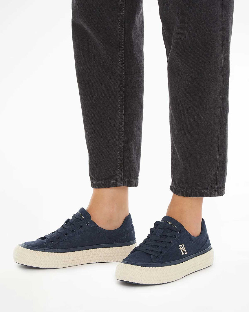 Tommy Hilfiger Linnen Low Top Sneaker Space Blue