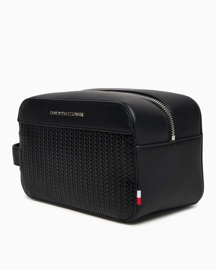 Tommy Hilfiger Örgü Desenli Erkek Washbag Black