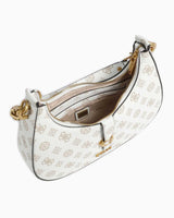 Guess Kuba Top Compartment Monogram Omuz Çantası White Logo