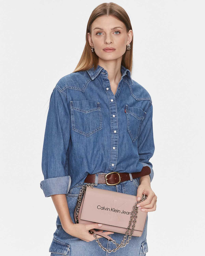 Calvin Klein Mono Flap Zincirli Çapraz Askılı Çanta Pink