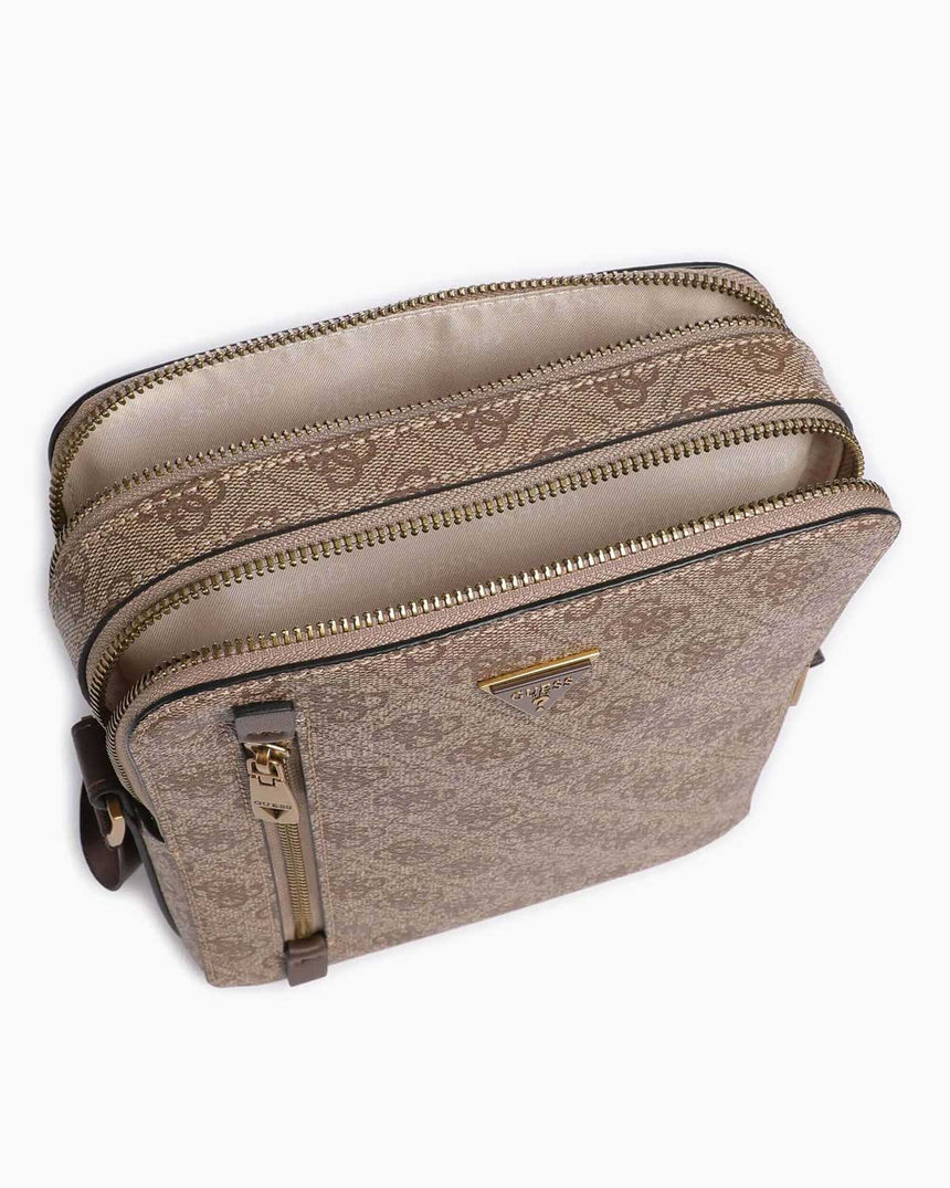 Guess Torino Fermuar Detaylı Çapraz Askılı Çanta Beige / Brown