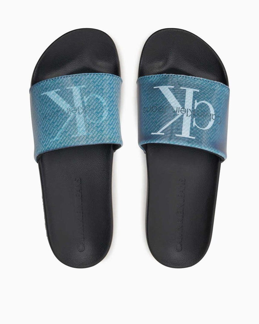Calvin Klein Slide Lenticular Erkek Terlik Black/Dusk Blue/Peacoat
