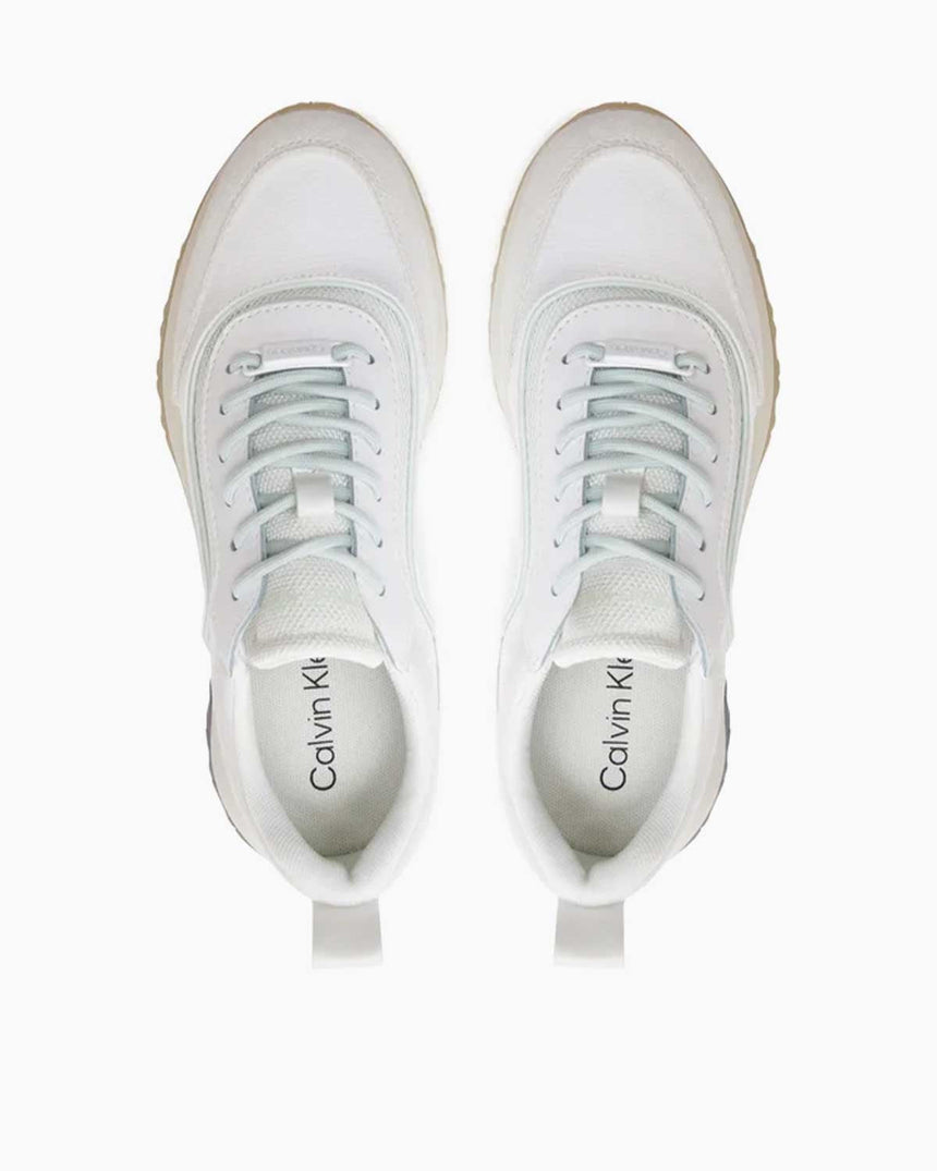 Calvin Klein Runner Lace Up Mesh Mix Kadın Sneaker White/Milky Green