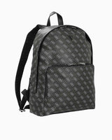 Guess Milano Compact Monogram Desenli Sırt Çantası Dark Black/Orange